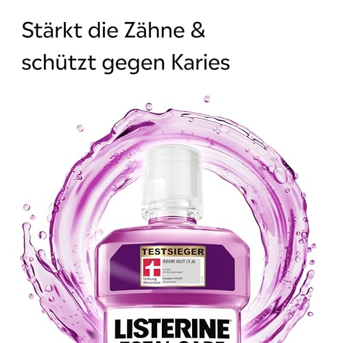 LISTERINE Total Care Zahn-Schutz 500 ml - Testsieger Stiftung Warentest, 6 in 1 Wirkung, 24h frischer Atem, schützt gegen Karies und Zahnfleischprobleme, antibakterielles Mundwasser