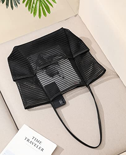 Image of Iioscre Beach Bag for Women, Causal Hobo Handbags with Zipper Inner Pocket, Foldable Swim Tote Bag for Vacation Essentials