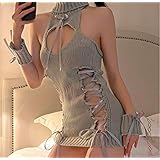 童貞を殺すセーター 第三世代 BeLoved お得な3点セット 【 ワンピース / ブレスレット×2 】フリーサイズ (グレー) ベビードール セーター 背中 胸元 横 バックレス ニット ハイネック バックリボン タートルネック ノースリーブ ベビードール ランジェリー かわいい 可愛い プレゼント cosplay costume halloween 衣装 服 女性用 レディース かわいい 仮装 コスチューム ハロウィン クリスマス 女装 人気 コスプレ