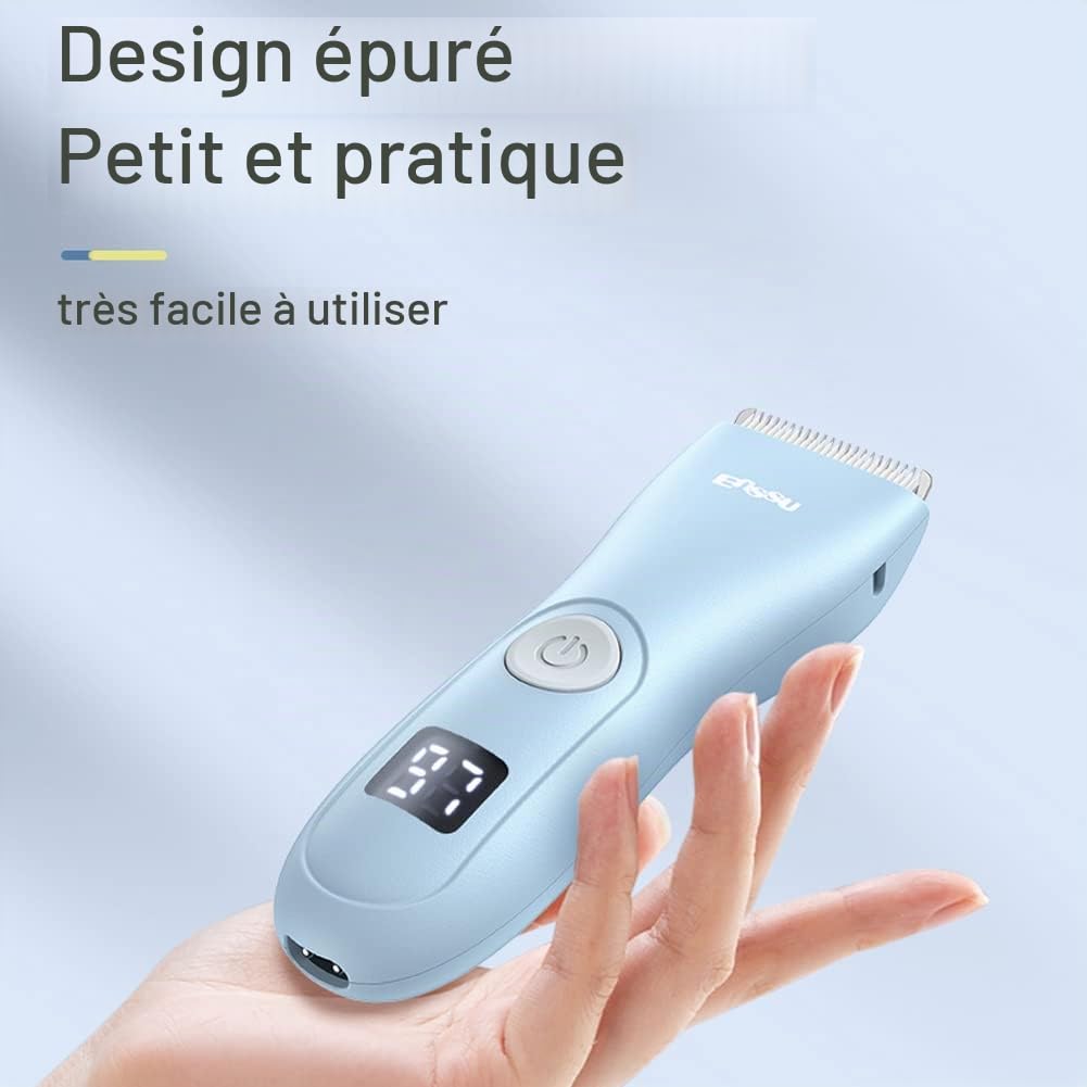 Professionnelle Tondeuse à Cheveux Bébé Sans Fil Rechargeable Étanche avec Écran LCD