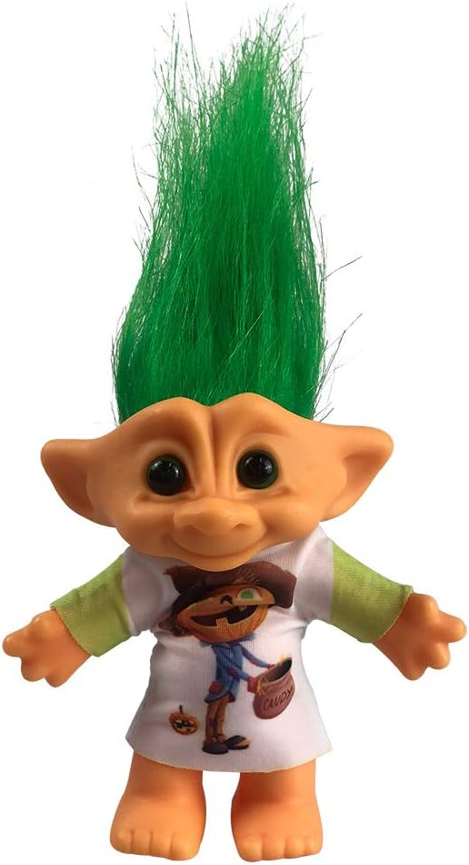 Vintage Troll Dolls Chromatic Adorable for Collections, School Project, Arts and Crafts, Party Favors - 7.5" Tall Green Hairs (Include The Length of Hair)