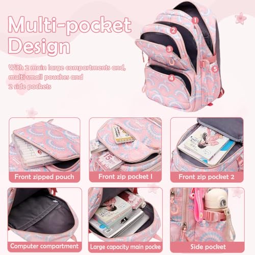 Image of PALAY Trolley School Bag Heart Print 6 Wheels Waterproof Backpack