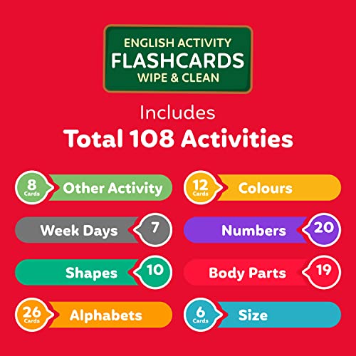 Image of SPARTAN KIDS Language Skills Flash Cards for Kids (108 Flash Cards) Early Learning Flashcards for Kids | Activity Flash Cards with Free Erasable Marker (Wipe & Clean) with Free Erasable Marker
