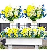 6 Mazzi Fiori Artificiali Per Esterno Resistenti Alle Intemperie - Giallo, Bianco, Blu - 2