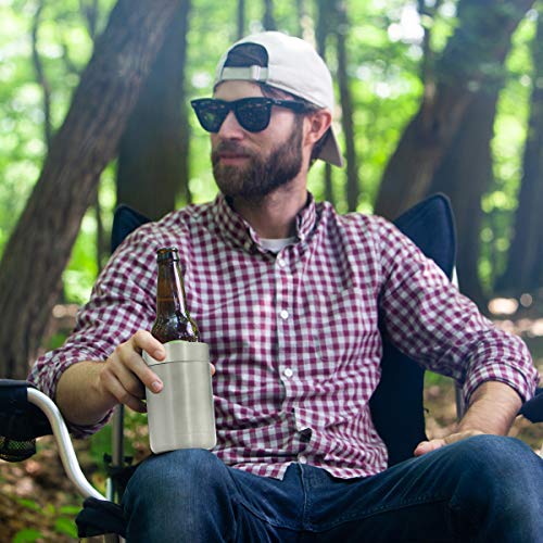 Tahoe Trails Stainless Steel 12Oz Vacuum Insulated Can And Bottle Cooler | Double Wall Can Cooler For Cans And Bottles | Copper Plated Can Chiller And Metal Cooler| Stainless Steel #TOP4