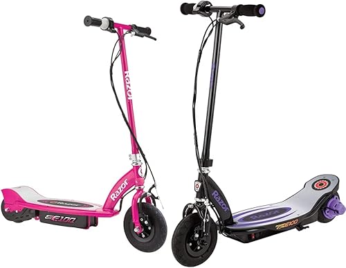 Razor 13111261 E100 Scooter eléctrico rosa y Power Core E100 Scooter eléctrico para niños de 8 a 100 W neumático de 8 pulgadas hasta 11 mph y 60
