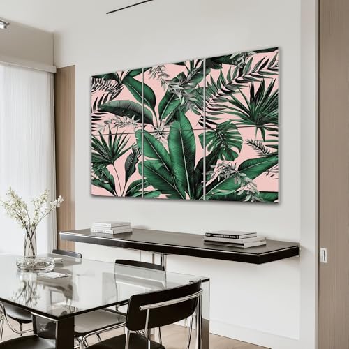 6 Paneles Acústicos Artísticos Verde Hojas Tropicales de Palma y Banano Paneles Decorativos Absorbentes de Sonido 72"x48" para Estudios de Grabación y Hogar miniatura 4