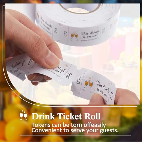Zonon 500 Pieces Drinks Tokens This Drink is on Us Tickets Wedding Tickets Roll Events Tokens for Weddings Parties for Beverage Party Supplies(Fresh Style) - Image 3