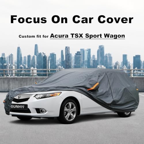 Image of GUNHYI Premium Car Cover Custom Fit Acura TSX Sport Wagon, 16 Layers Heavy Duty Car Cover Waterproof All Weather with Zipper Door for Sun Rain Snow Dust Uv Protection