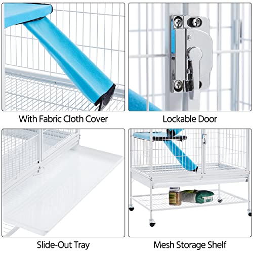 Yaheetech YT-00112448 Rolling 2-Story Ferret Cage Small Animal Cage For Chinchilla Adult Rats Metal Critter Nation Cage W/ 2 Removable Ramps/Platforms White thumb #5