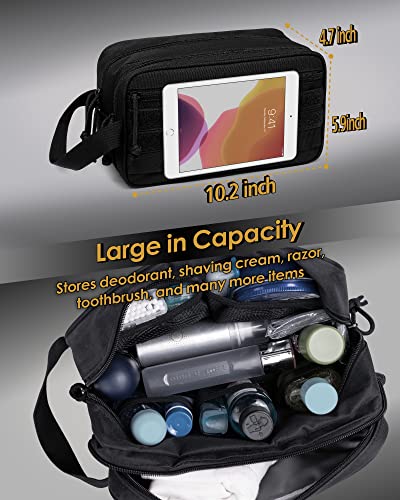 TACTICISM Toiletry Bag for Men - Dry Wet Separate Travel Toiletry Bag, Tactical Molle Dopp Kit for Men with Large Capacity, Water-Resistant Shaving Bag for Adult Women for Travel, Black3