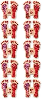 Plastic Laxmi Feet/Charan Paduka Stickers for Home Pack of 10 Pair by Antique Collection