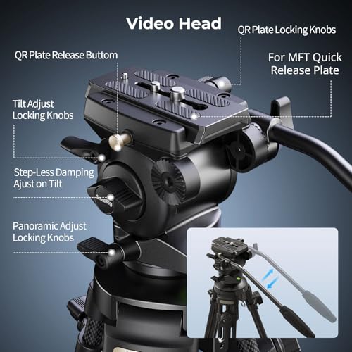 Image of SmallRig AD-50 Carbon Fiber kit Video Tripod with Step-Less Damping Fluid Head, 13.2lbs Max Load | Compact Travel Tripod for Filmmakers | Portable Camera Tripods for Small Camcorder, Cameras 4685