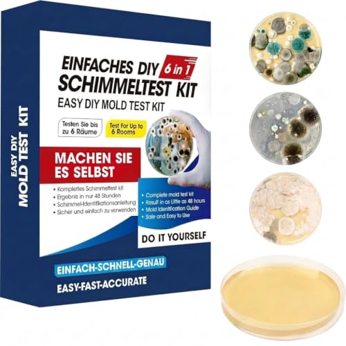 Schimmeltest Kit für ZuHause - Schimmelpilz Test für 6 Räume - Schimmelpilz Schnelltest Raumluft Kit für die Luftqualität in Innenräumen...