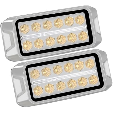 Agrieyes 2 in 1 Amber Strobe Lights, with White Position Light, 12W Surface Mount Flashing Lights for Vehicles, LED Emergency Lights for Trucks, Constrution, Rescue, Ambulance Cover