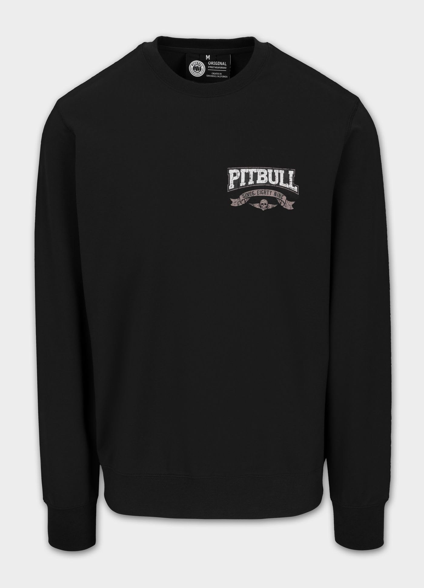 PITBULL Męska bluza Troublemaker Crewneck Pulower 280 g, nadruk na plecach psa, streetwear tricot terry, elastyczna, oddychająca, z długim rękawem