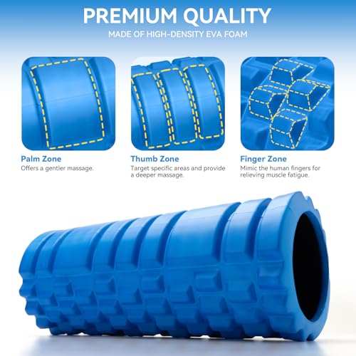 Image of Foam Roller for Deep Tissue Massager, 13 inch High Density Exercise Patented Roller for Muscle Massage and Myofascial Trigger Point Release Back Roller for Fitness, Yoga and Pilates (Blue)