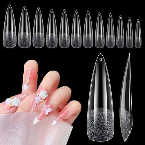 Adnafy Tips Uñas Acrilicas Transparente: 240 Piezas Cobertura Completa Uñas Postizas para Mujeres Niñas - Duradero Tips Soft Gel Nails para Salón Casa Diy - 12 Tamaños