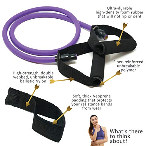 TRIBE Single Resistance Bands Set, Workout Bands I Weights for Exercises with Toning Tubes, Handles, Door Anchor & eBook for Resistance Training, Physical Therapy, Home Workouts I Single Fitness Bands - Thumbnail 2