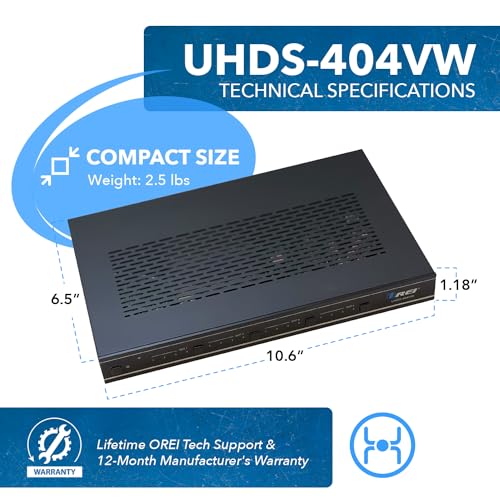 image for OREI 4K 4x4 Seamless HDMI Matrix Switch Video Wall Controller HDMI Pro