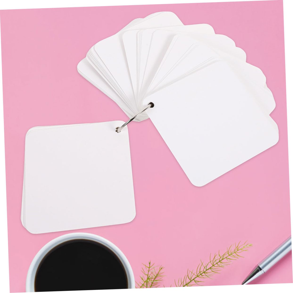 Leere Karteikarten mit Ringen, 300 Blatt aus Papier, Weiß
