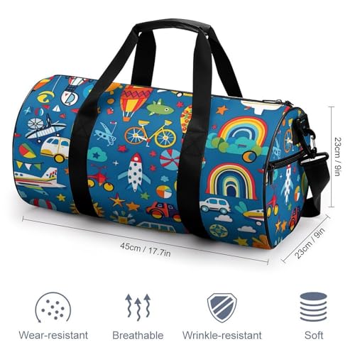Car Airplane Hot Air Balloon Gym Bag for Women Men Travel Duffle Bag Carry on Weekender Tote Bag Lightweight2