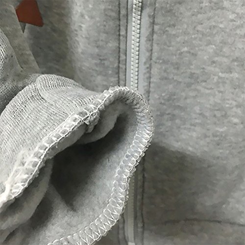 Women's Fashion Side Zipper Patchwork Warm Hooded Sweatshirt Jacket Light Grey M