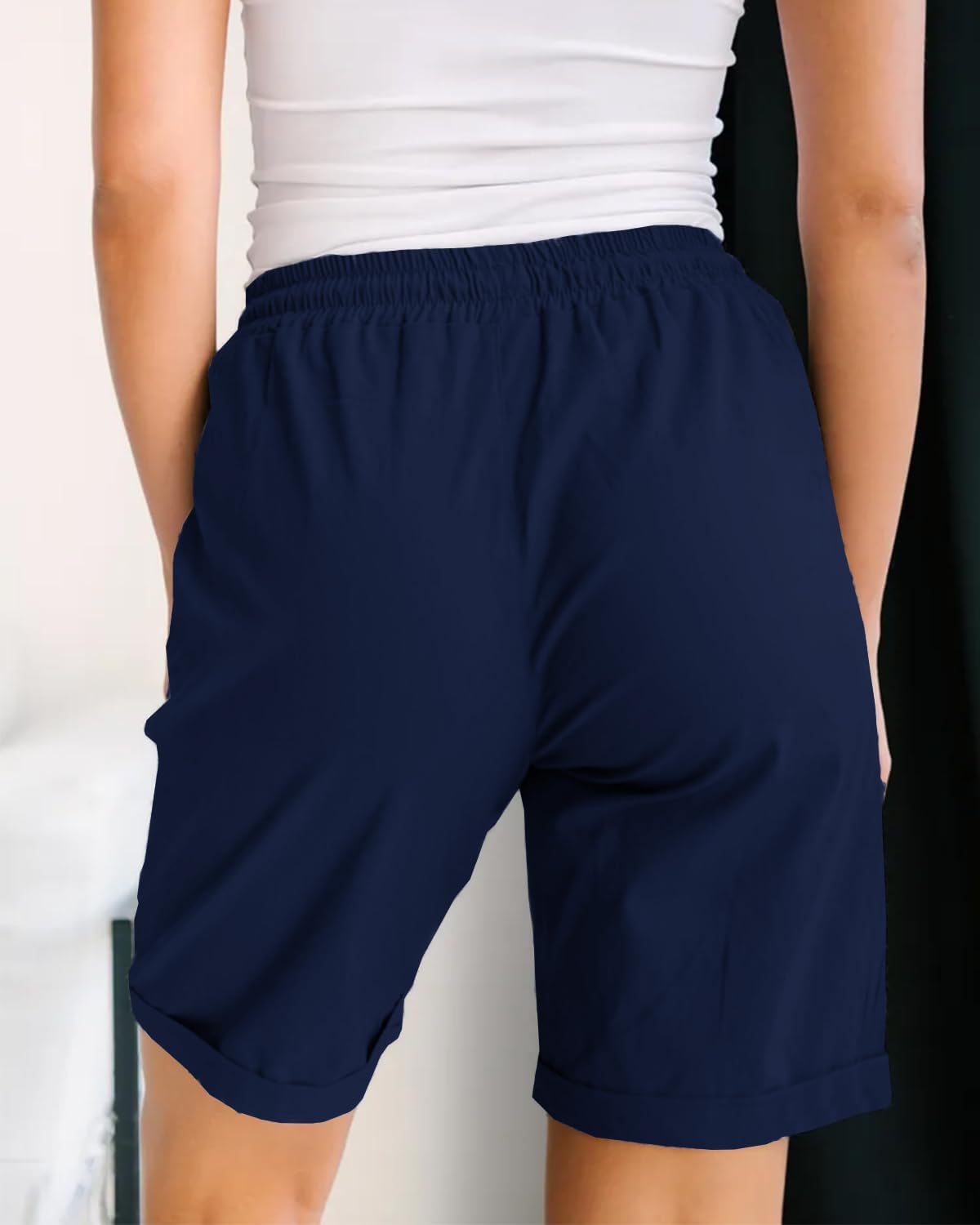 Rayson Pantaloncini Donna Estivi Cotone Bermuda da Donna Casual Leggero Pantaloni Corti con Tasche Pantaloncini Sportivi con Coulisse per Sport Yoga Trekking
