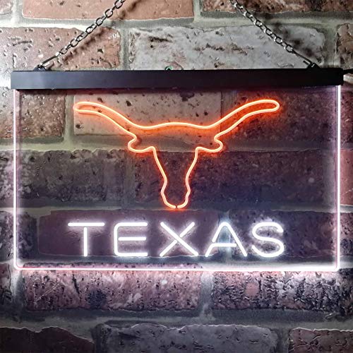 Greatest Product ZAKAKU Texas Longhorns Two Color LED Neon Sign White and Orange w16 x h12