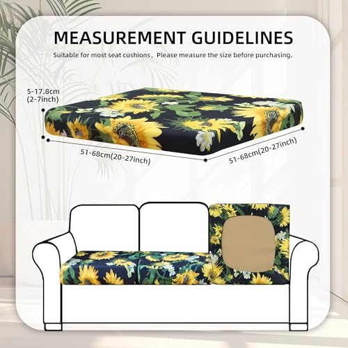 Image of 8Pcs Stretch Patio Cushion Covers,Outdoor Couch Covers Replacement,Outdoor Couch & Sofa Slipcovers,for Patio Furniture Cushion Covers,Washable Reusable Furniture Protector(Sunflower,Cover Only)