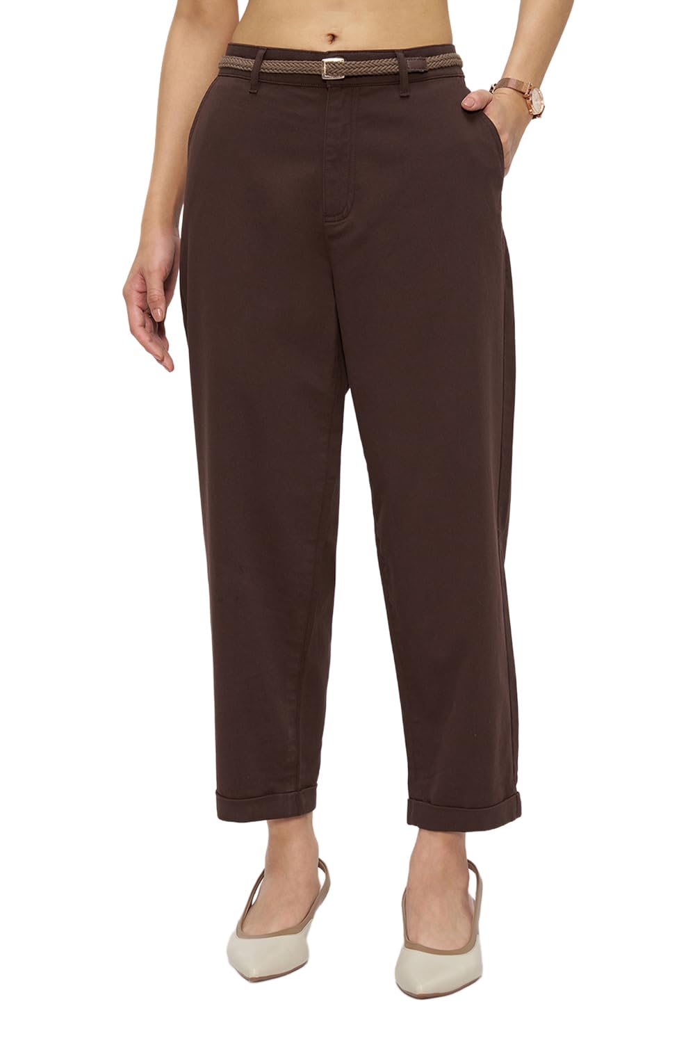 annabelle by pantaloons Women's 100% Cotton Bottom | Carrot Fit | Mid Rise Waist | Ankle Length-picture-24