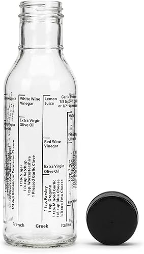 Botella Mezcladora de Aderezo de Ensalada Kolder con 8 Recetas Clásicas Ligeras, de Vidrio, Capacidad de 13 Onzas