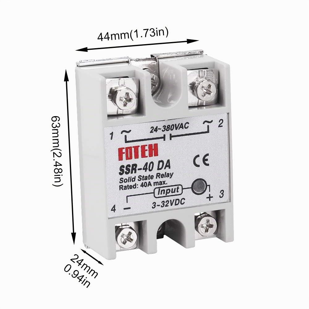 Lot de 3 relais SSR-40 DA 40 A DC 3-32 V vers AC 24-380 V SSR SSR + dissipateur thermique