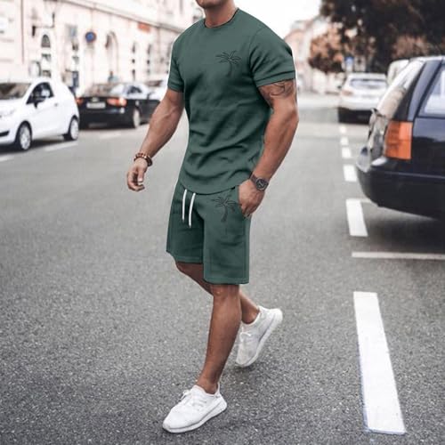 Mens 2 Piece Outfits Summer Track Suits Set Casual for Men Graphic Linen Short Sets Regular Fit Dropped Shoulders3
