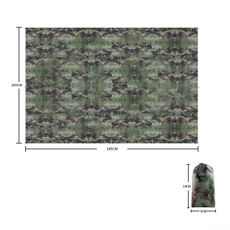 Waterproof Tent Tarp Rain Sun Shade Shelter 210T Polyester Camping Picnic Awning Cover With 6 Tie Points 100X145cm(Camouflage)