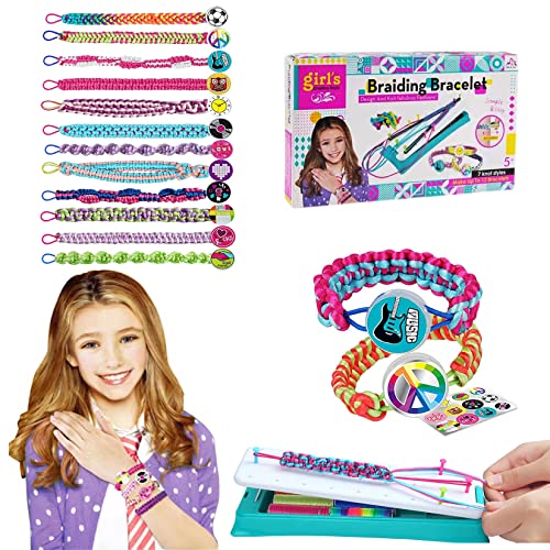 Friendship Bracelet Making Kit, Arts and Crafts for Girls Ages 8-12, Loom Bracelet Making Kit with String for Girls 6 7 8 9 10 11 12, Rubber Band Bracelet Kit DIY Bracelet Maker, Teen Girl Gifts