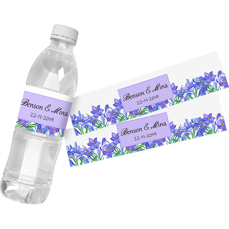 30Pcs Personalized Custom Personalized Floral Wedding Water Bottle Labels Stickers Birthday Anniversary Bride Show Graduation (A)