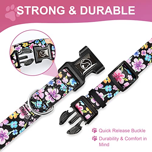 Cute Dog Collar For Girls Dogs Female Dog Soft Fancy Pet Collar With Floral Design Purple Summer Dog Collar For Medium Large Dogs L #TOP2