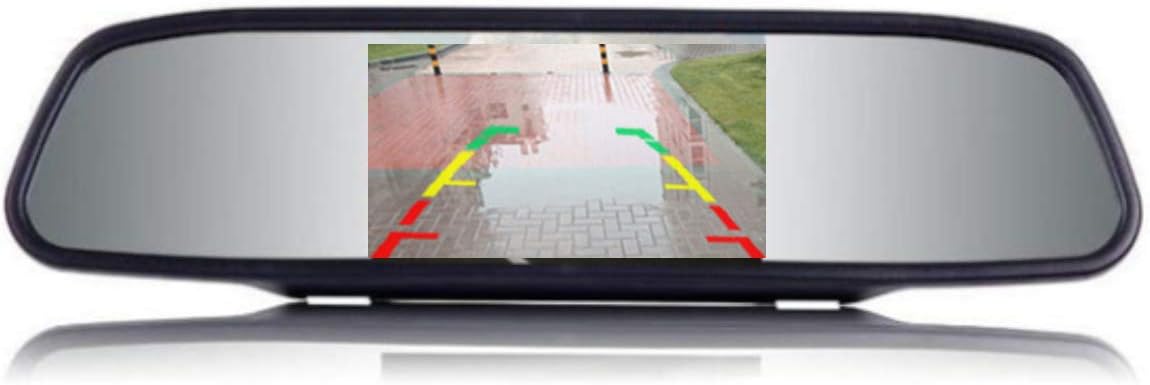 EKYLIN 12V-24V 4.3 inch Car Video Monitor Auto Rear View Mirror LCD Screen Universal Mount Clip-On Current Mirror for Backup Camera/Front Camera/Media Player/Safety Driving 2 Ways RCA Input