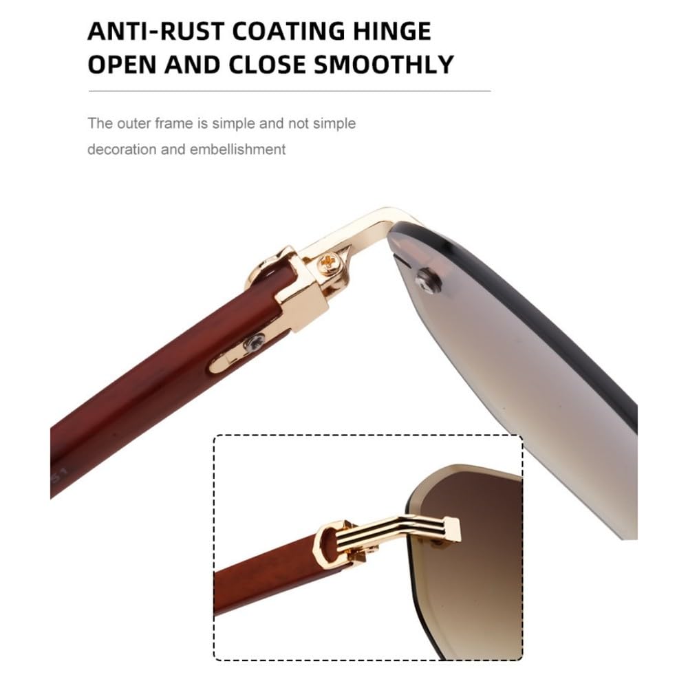Okulary przeciwsłoneczne Vintage Square Rimless Men, modne okulary punkowe bezramkowe UV400