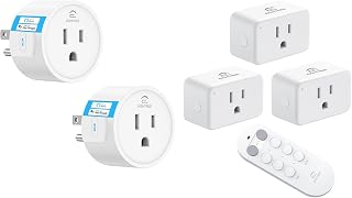 Smart Plug with WiFi Remote Control and Timer Function, 2.4GHz Wi-Fi Only, 2 Packs + EIGHTREE Remote Control Outlet, No Wiring, 15A/1800W, 100ft RF Range, 3 Outlets + 1 Remotes