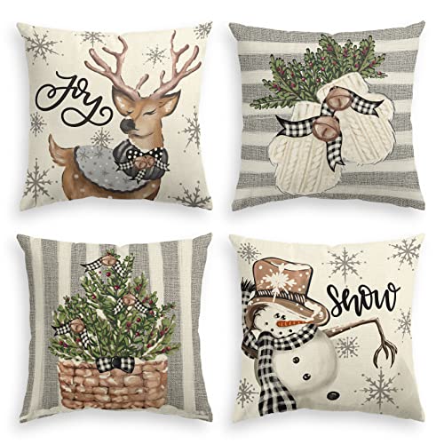 2er Set Weihnachtskissen, 45x45 Cm – Elch & Lebkuchenmann Form, Festliche Dekokissen