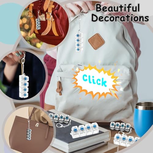 Image of Transparent Mechanical Switch Fidget Keychain for Stress Relief | Clicky Desk Toy for Adults | Portable EDC Keyring Accessory for Office | Travel & Daily Use