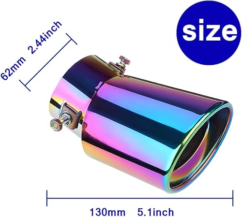 Miniatura 2 de Sakali Punta de escape pulida atornillada, silenciador de cola de escape de automóvil, ajuste universal, diámetro de tubo de 1.5 a 2.25 pulgadas