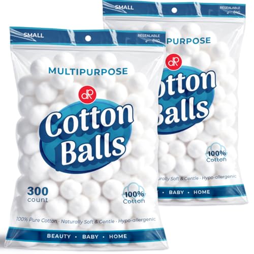DecorRack 600 ct Small Cotton Balls 100% Pure Natural Cotton for Make-Up Nail Polish Removal Pet Care Soft and Absorbent (Pack of 600)