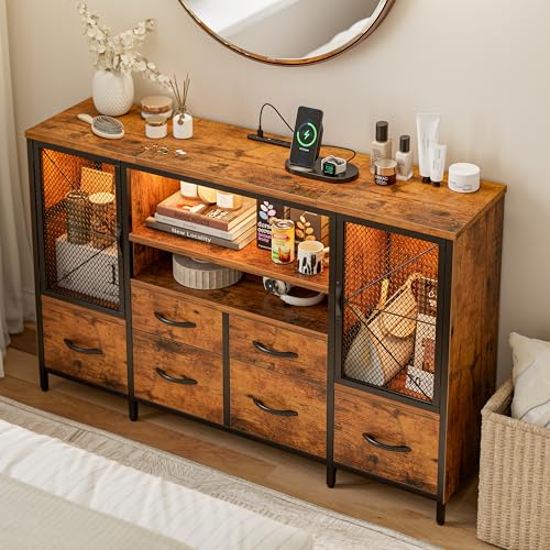 IKIFLY チェスト収納 タンス 棚付き リビングキャビネット 扉 箪笥リビング テレビボード おしゃれ 収納ケース 引き出し 大容量 洋服タンス 布製 玄関キャビネット 収納ボックス 整理タンス 寝室収納 一人暮らし