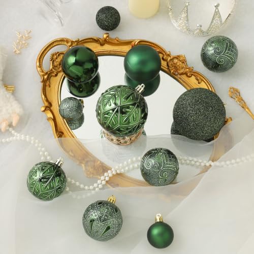 SZVRL Christmas Balls Ornaments -36pcs Shatterproof Christmas Tree Decorations with Hanging Loops for Xmas Tree, Holiday Party, Wedding & Indoor Home Decor,6 Styles in 3 Sizes (Army Green) - image 5