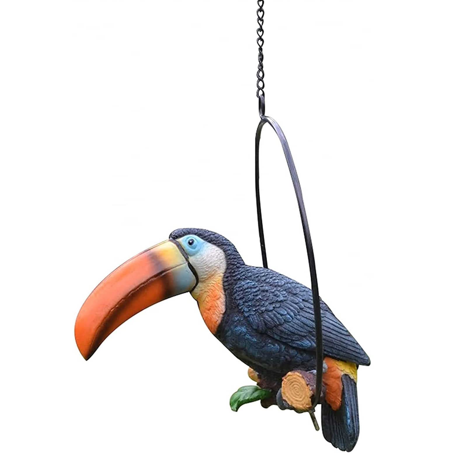 American Style Resin Toucan Sculpture - Hanging Garden Decoration Ornament for Outdoor Spaces