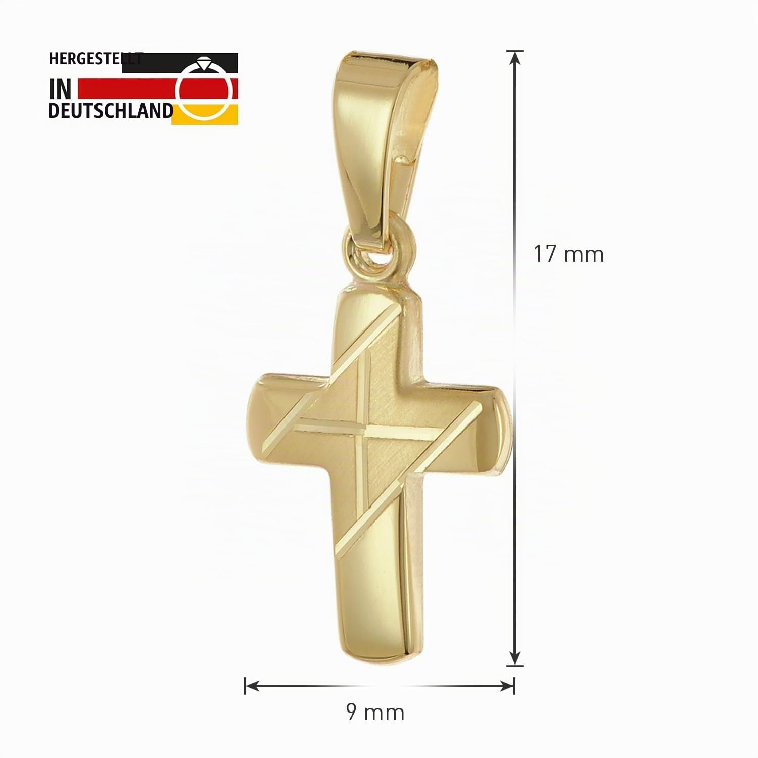 trendor Kreuz-Anhänger für Kinder Gold 333 An Vergoldeter Silberkette 28216 | zauberhaftes Schmuckstück, tolle Geschenkidee,