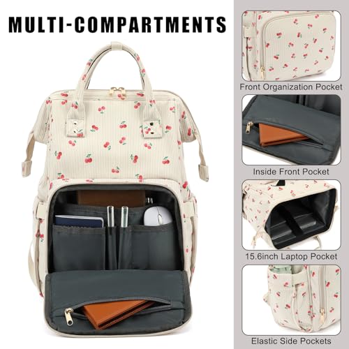 Women Corduroy College School Backpack Bookbag, 15.6 Inch Travel Laptop Backpack Casual Daypack (Cherry)3